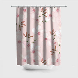 Шторка для ванной Розовые цветы весны