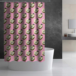 Шторка для душа Яблочные дольки на розовом фоне с эффектом 3D, цвет: 3D-принт — фото 2