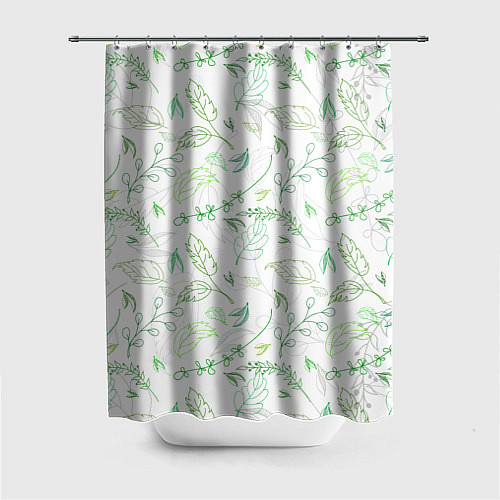 Шторка для ванной Хаос из зелёных веток и листьев / 3D-принт – фото 1