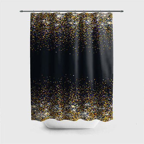 Шторка для ванной Золотые блестки на темном фоне Сияющий глиттер, бл / 3D-принт – фото 1