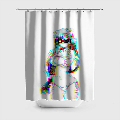 Шторка для ванной Кошкодевочка Waifu / 3D-принт – фото 1