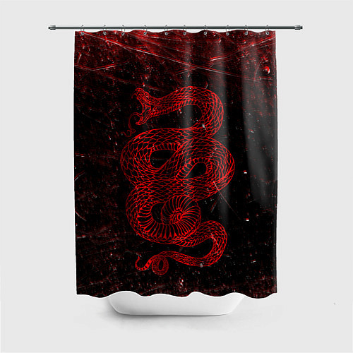Шторка для ванной Красная Змея Red Snake Глитч / 3D-принт – фото 1
