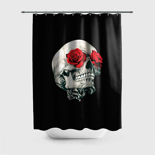 Шторка для ванной Череп Розы / 3D-принт – фото 1