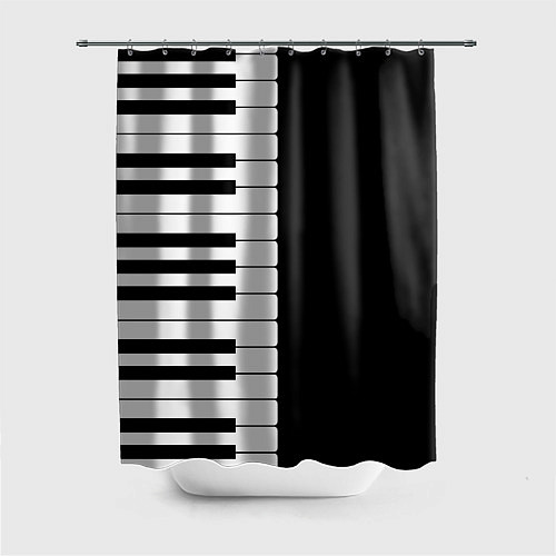 Шторка для ванной Черно-Белое Пианино Piano / 3D-принт – фото 1