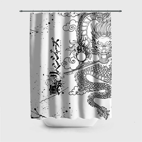 Шторка для ванной ТОКЙИСКИЕ МСТИТЕЛИ ЧЁРНО БЕЛЫЙ TOKYO REVENGERS / 3D-принт – фото 1