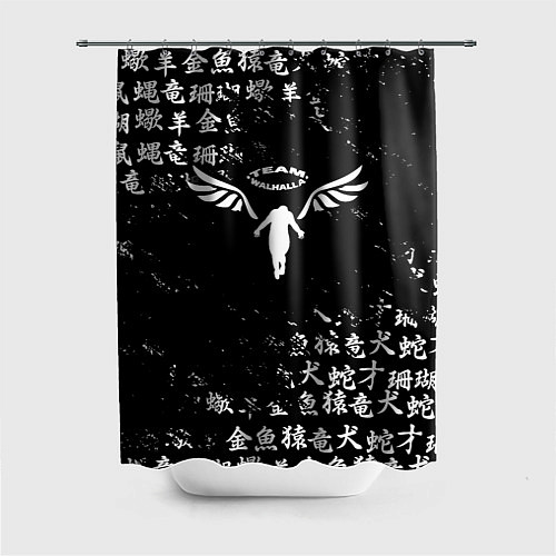 Шторка для ванной WALHALLA TEAM BLACK WHITE ЛОГО ТОКИЙСКИЕ МСТИТЕЛИ / 3D-принт – фото 1