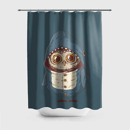 Шторка для ванной Совушка-в костюме акулы / 3D-принт – фото 1