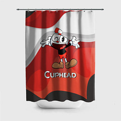 Шторка для душа Cuphead веселая красная чашечка, цвет: 3D-принт