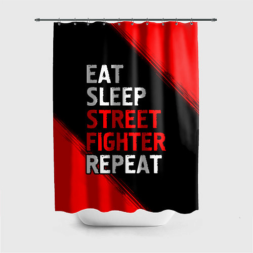 Шторка для ванной Eat Sleep Street Fighter Repeat Краска / 3D-принт – фото 1