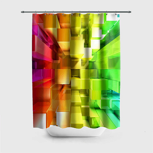 Шторка для ванной Геометрический паттерн 3D Neon / 3D-принт – фото 1