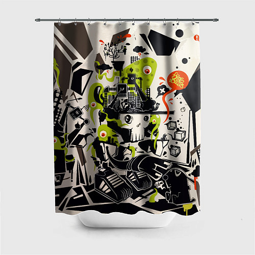 Шторка для ванной Cyber pattern Skull Vanguard Fashion / 3D-принт – фото 1