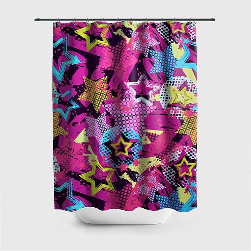 Шторка для ванной Star Colorful Pattern Fashion Neon / 3D-принт – фото 1