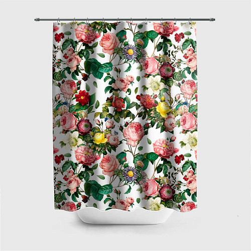 Шторка для ванной Узор из летних роз Summer Roses Pattern / 3D-принт – фото 1