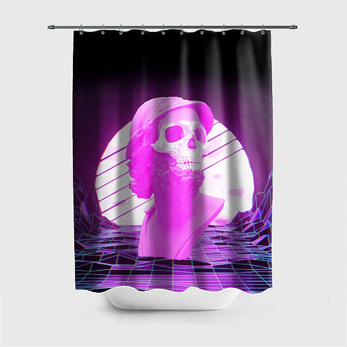 Шторка для ванной Vaporwave Skull Психоделика / 3D-принт – фото 1