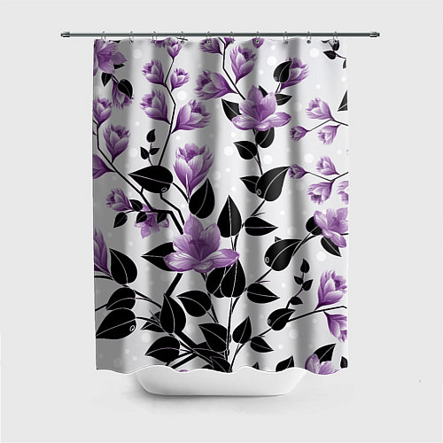 Шторка для ванной Распустившиеся фиолетовые цветы / 3D-принт – фото 1