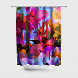 Шторка для душа Красочный летний цветочный паттерн Summer color pa, цвет: 3D-принт