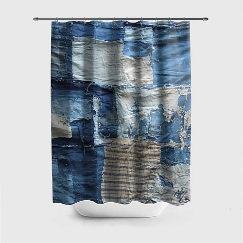 Шторка для ванной Пэчворк Рваная ткань Hype / 3D-принт – фото 1