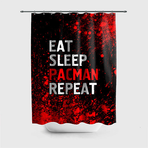 Шторка для ванной Eat Sleep Pacman Repeat Арт / 3D-принт – фото 1