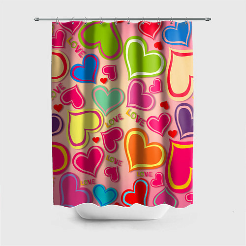 Шторка для ванной ЛЮБОВНЫЕ СЕРДЕЧКИ LOVE HEARTS / 3D-принт – фото 1