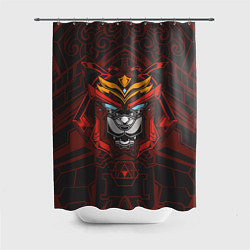 Шторка для ванной Голова кота-самурая