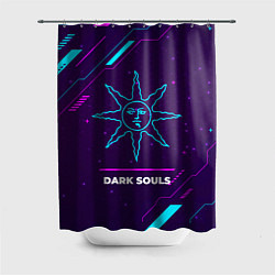 Шторка для ванной Символ Dark Souls Sun в неоновых цветах на темном