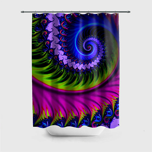 Шторка для ванной Разноцветная неоновая спираль Абстракция Multicolo / 3D-принт – фото 1