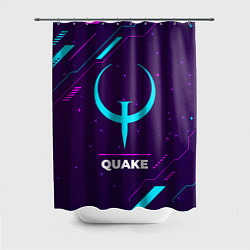 Шторка для ванной Символ Quake в неоновых цветах на темном фоне