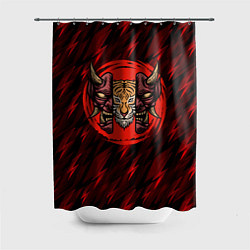 Шторка для ванной Тигр в маске самурая