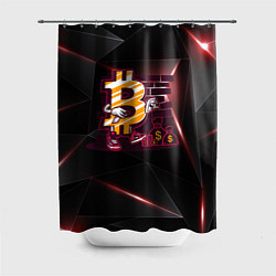 Шторка для ванной Биткоин на фоне стены Bitcoin