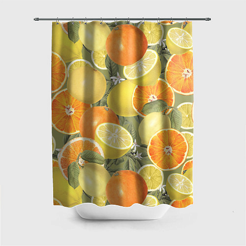 Шторка для ванной Апельсины и Лимоны / 3D-принт – фото 1