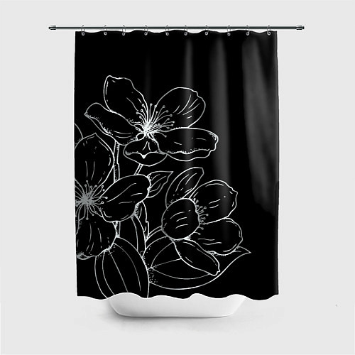Шторка для ванной Ночные цветы Night flowers / 3D-принт – фото 1
