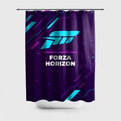 Шторка для ванной Символ Forza Horizon в неоновых цветах на темном ф