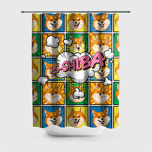 Шторка для ванной Pop art shiba inu / 3D-принт – фото 1