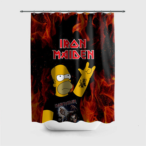 Шторка для ванной Iron Maiden Гомер Симпсон Рокер / 3D-принт – фото 1