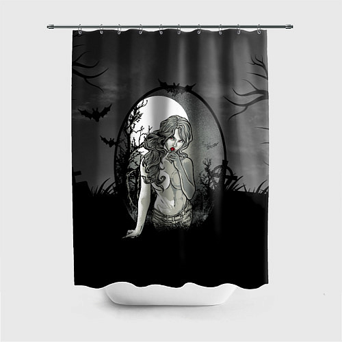 Шторка для ванной Сексуальная девушка - зомби с чупа-чупсом / 3D-принт – фото 1