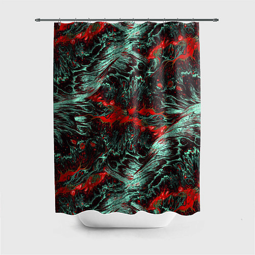 Шторка для ванной Красно-Белая Вулканическая Лава / 3D-принт – фото 1