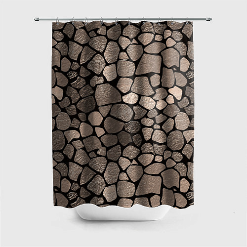 Шторка для ванной Черно-коричневая текстура камня / 3D-принт – фото 1