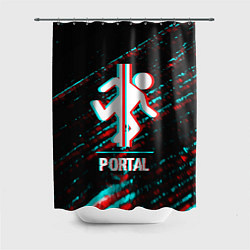 Шторка для ванной Portal в стиле Glitch Баги Графики на темном фоне
