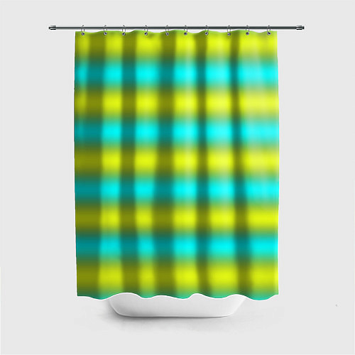 Шторка для ванной Бирюзово-желтые неоновые полосы / 3D-принт – фото 1