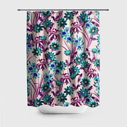 Шторка для ванной Цветы Летние Фиолетовые Рудбеки