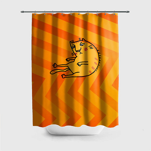 Шторка для ванной Уставший рыжий кот / 3D-принт – фото 1