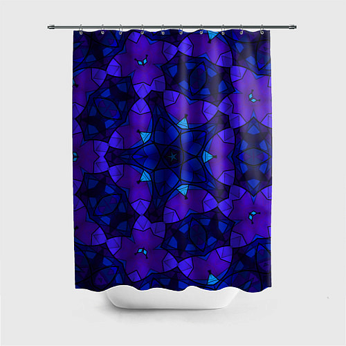 Шторка для ванной Калейдоскоп -геометрический сине-фиолетовый узор / 3D-принт – фото 1