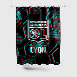 Шторка для ванной Lyon FC в стиле Glitch на темном фоне