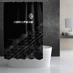 Шторка для душа Dongfeng Speed на темном фоне со следами шин, цвет: 3D-принт — фото 2