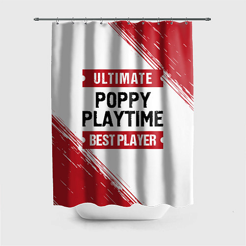 Шторка для ванной Poppy Playtime: красные таблички Best Player и Ult / 3D-принт – фото 1