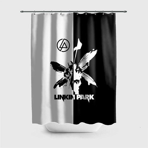 Шторка для ванной Linkin Park логотип черно-белый / 3D-принт – фото 1