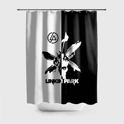 Шторка для душа Linkin Park логотип черно-белый, цвет: 3D-принт