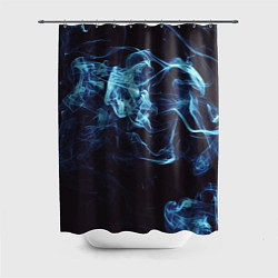 Шторка для душа Неоновые пары дыма - Синий, цвет: 3D-принт