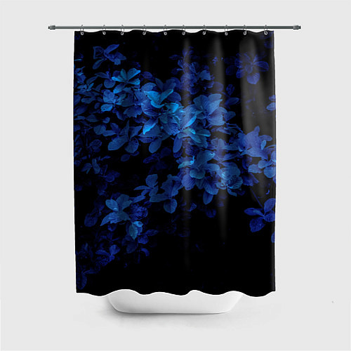 Шторка для ванной BLUE FLOWERS Синие цветы / 3D-принт – фото 1