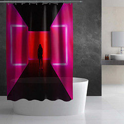 Шторка для душа Неоновый коридор и человек - Розовый, цвет: 3D-принт — фото 2